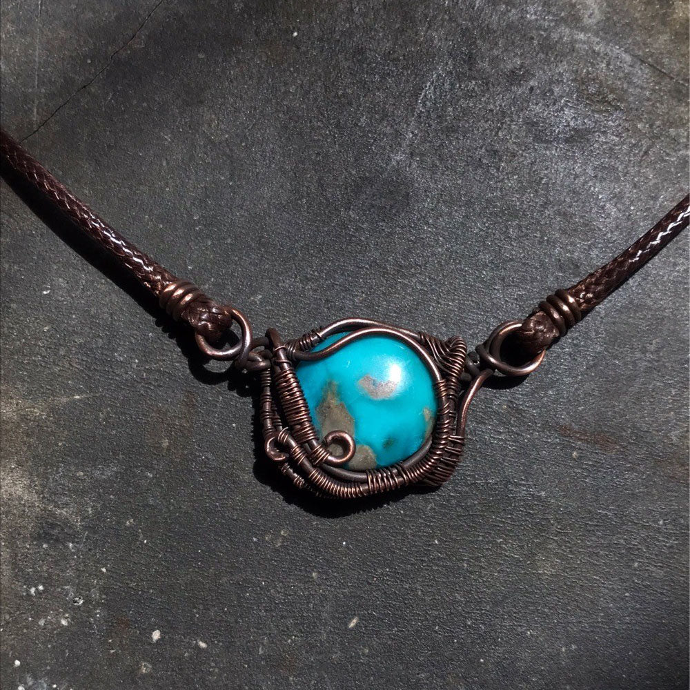 Promised Wealth Pledge Unique Raw Turquoise Clavicle Chain Necklace