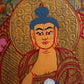 Shakyamuni Buddha Tibetan Thangka Pendant Hand-painted with Gold Outline and Vajra Shell puretibetan