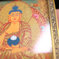 Shakyamuni Buddha Tibetan Thangka Pendant Hand-painted with Gold Outline and Vajra Shell puretibetan