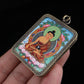 Shakyamuni Buddha Tibetan Thangka Pendant with Eight Auspicious Tibetan Signs Shell puretibetan