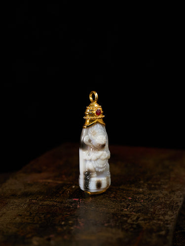 Sacred Harmony Agate Dzi Silver Pendant