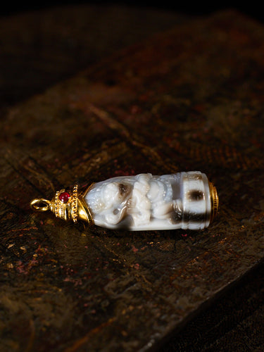 Sacred Harmony Agate Dzi Silver Pendant