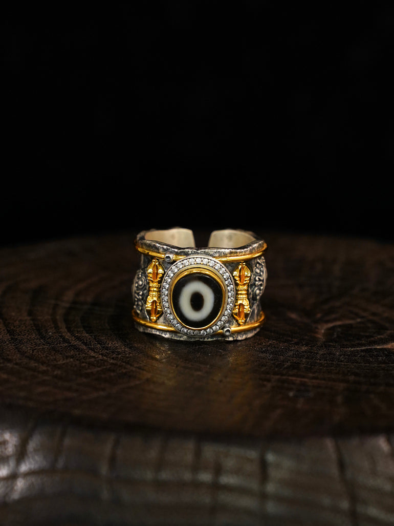 Empowered Clarity Dzi Silver Ring