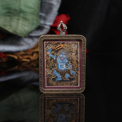 Vajrapani Tibetan Thangka Pendant One of the Eight Patronus puretibetan