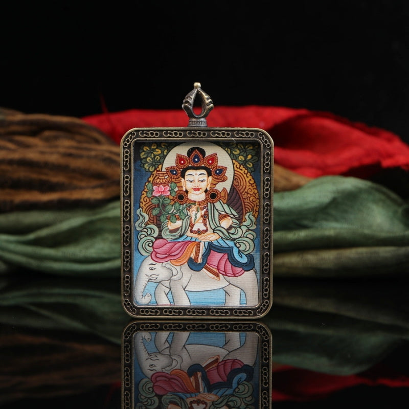 Fugen Bosatsu Tibetan Thangka Pendant puretibetan