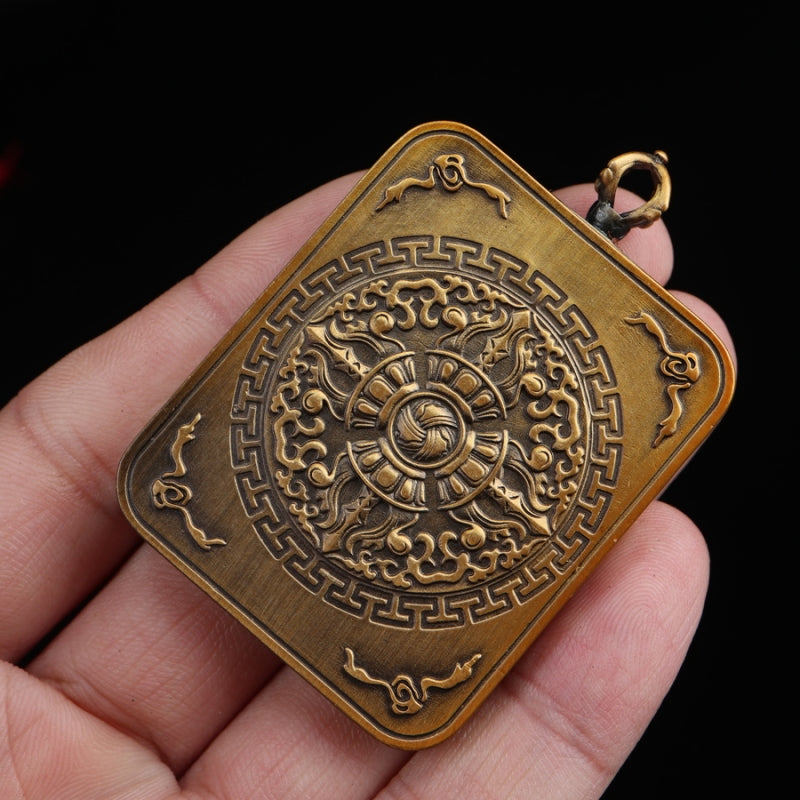 Eye of Wisdom Tibetan Thangka Pendant with Vajra Shell puretibetan