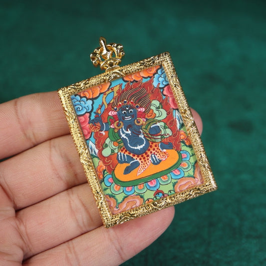 Vajrapani Tibetan Thangka Pendant Gilding Craft puretibetan