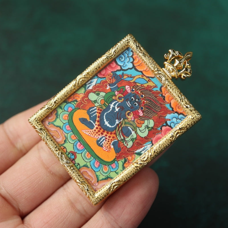 Vajrapani Tibetan Thangka Pendant Gilding Craft puretibetan