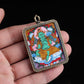 Green Tara Tibetan Thangka Pendant with Eight Auspicious Tibetan Signs Shell puretibetan