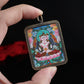 Vairocana Buddha Tibetan Thangka Pendant with Eight Auspicious Tibetan Signs Pure Copper Shell puretibetan