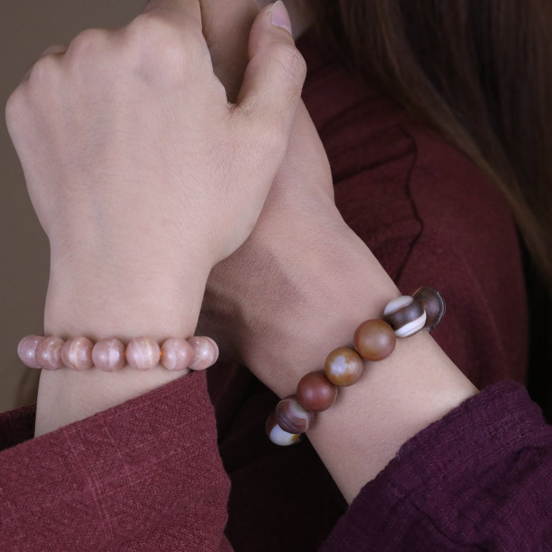 Venus Energy Sunstone Bracelet & Jupiter Meditation Frosted Agate Bracelet puretibetan