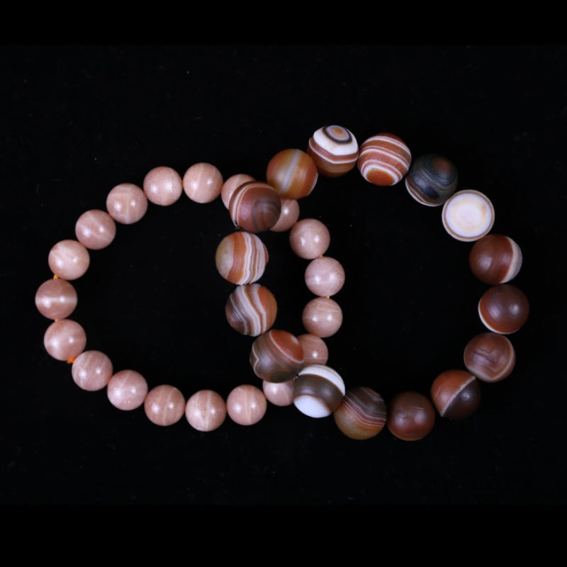 Venus Energy Sunstone Bracelet & Jupiter Meditation Frosted Agate Bracelet puretibetan