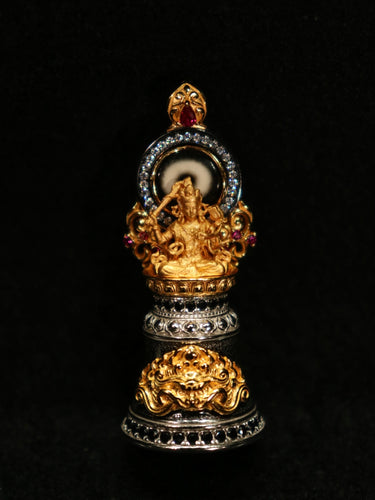 Wisdom Bell Dzi Bead Pendant – Protector for Spiritual Clarity & Strength