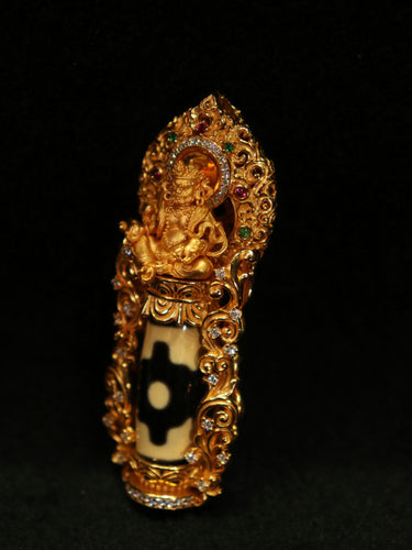 Prosperity Guardian Pendant – Dzi Beads, Gold-Plated Design for Wealth and Protection