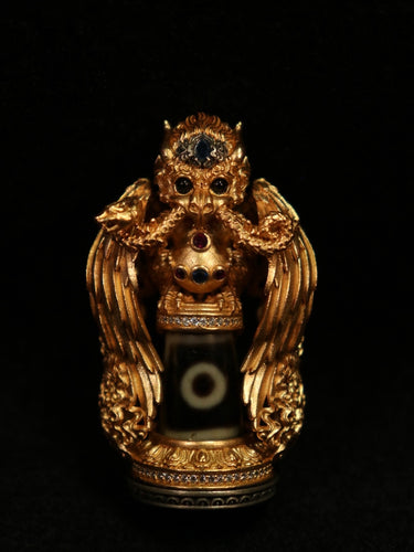 Guardian Owl Dzi Bead Pendant – Amulet for Protection & Wisdom