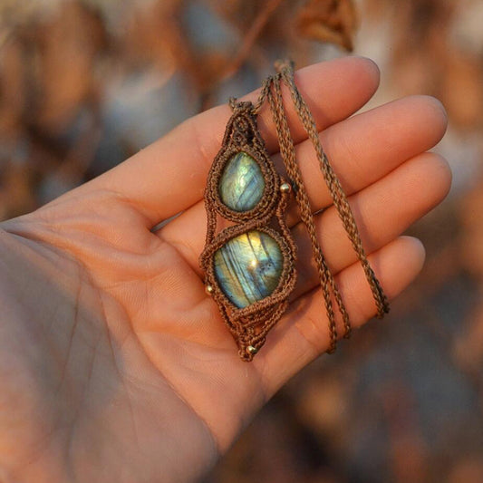 Healing Through Reflection Labradorite Wax Rope Pendant