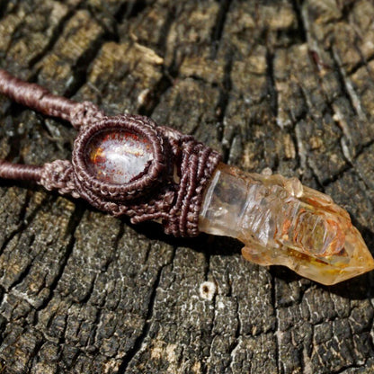 The Force Energy Inlaid gems Wax Rope Crystal Pendant