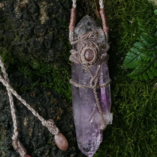 Gentle Calm Amethyst Wax Rope Pendant