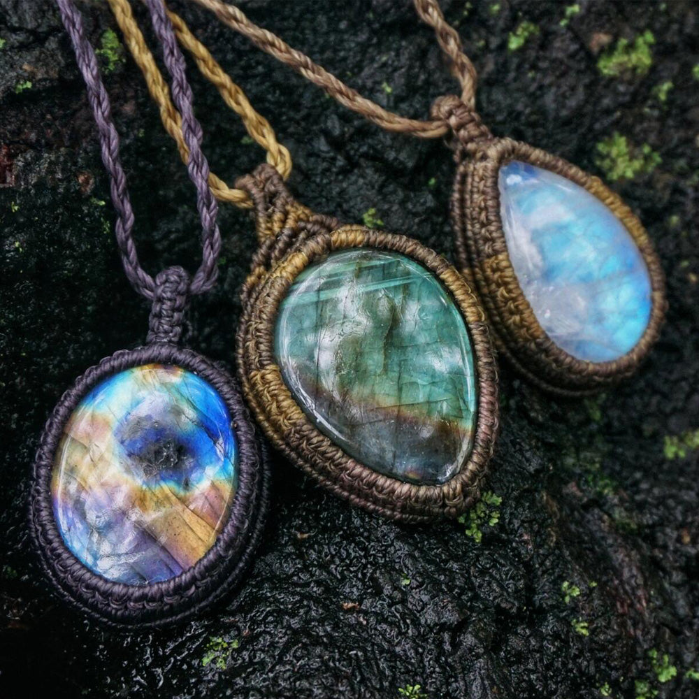 Journey to Inner Healing Labradorite Wax Rope Pendant