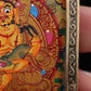 Yellow Jambhala Tibetan Thangka Pendant with Vajra Shell puretibetan