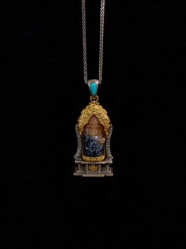Divine Serenity Ganesha Agate Silver Pendant