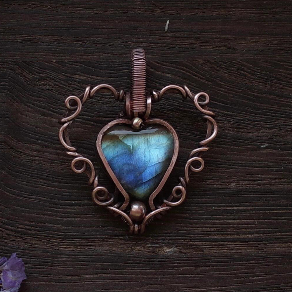 Lucky Lullaby of Peace Labradorite Copper Pendant