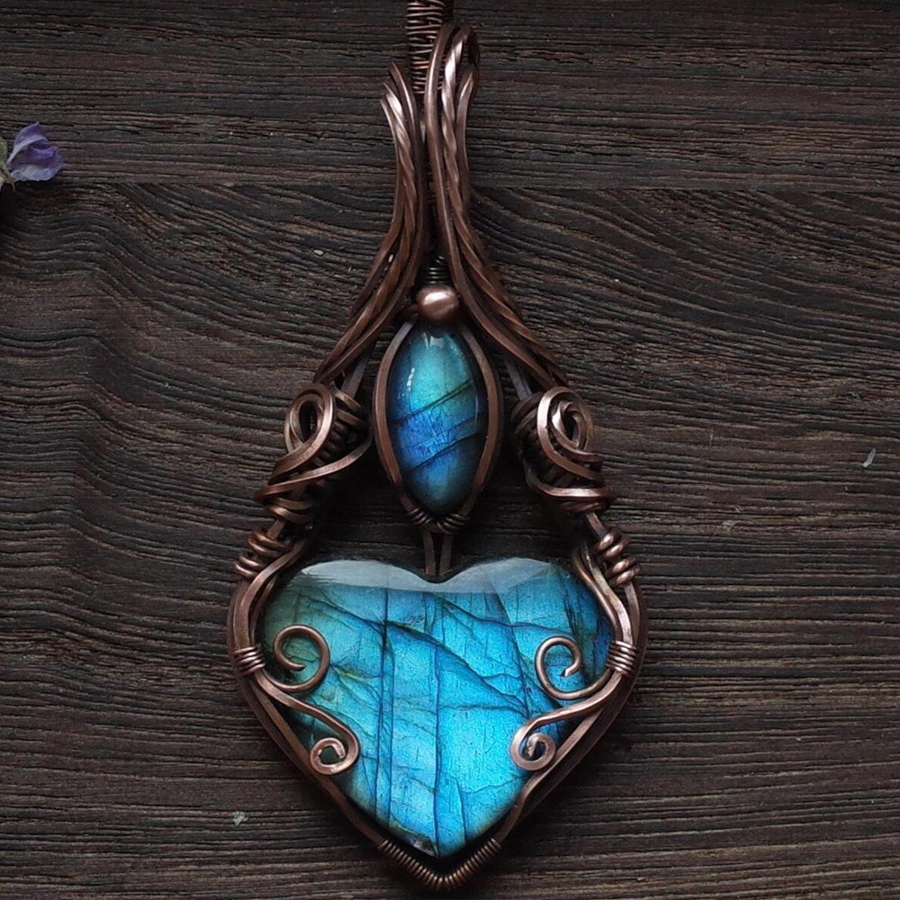 Lucky Lullaby of Peace Labradorite Copper Pendant