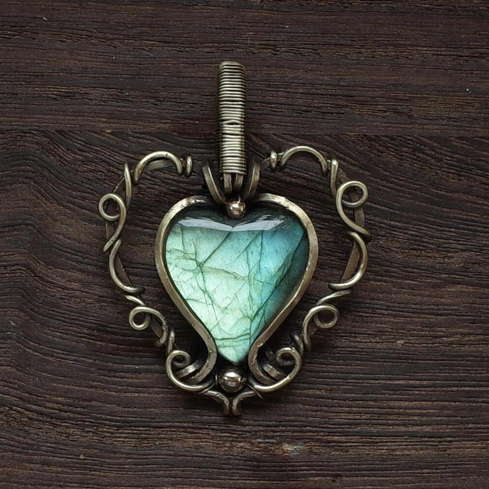 Lucky Lullaby of Peace Labradorite Copper Pendant