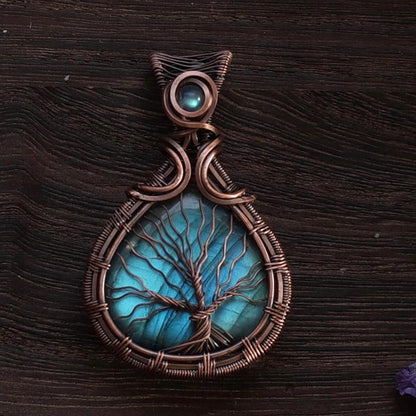 Lucky Lullaby of Peace Labradorite Copper Pendant