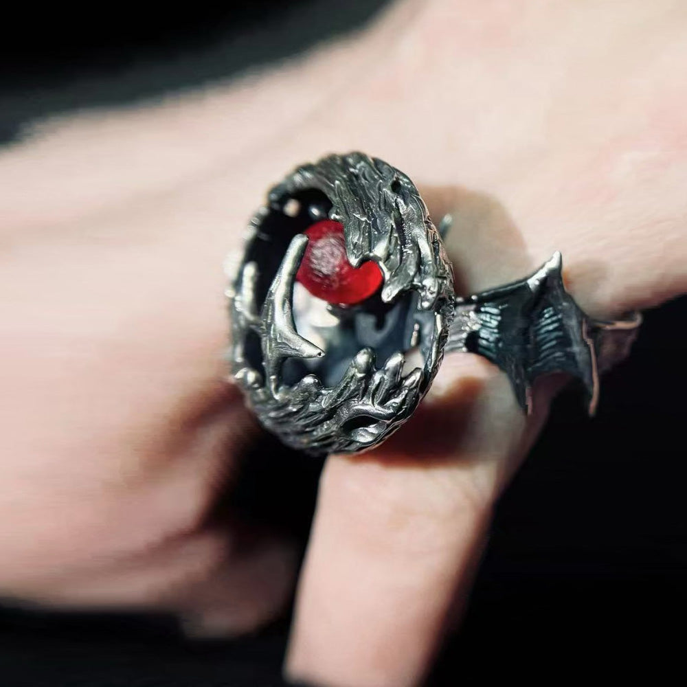 Dark Moon Guardian Sterling Silver Ring