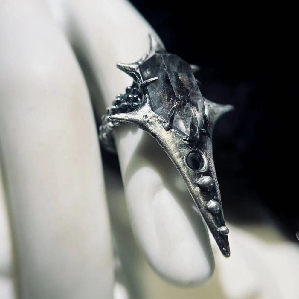 Shadowfang Guardian Herkimer Diamond Sterling Silver Rings