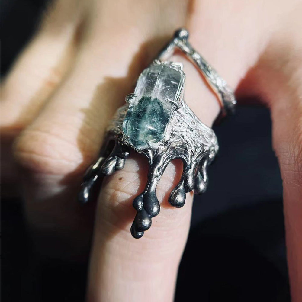 Veil of Shadows Green Phantom Sterling Silver Rings