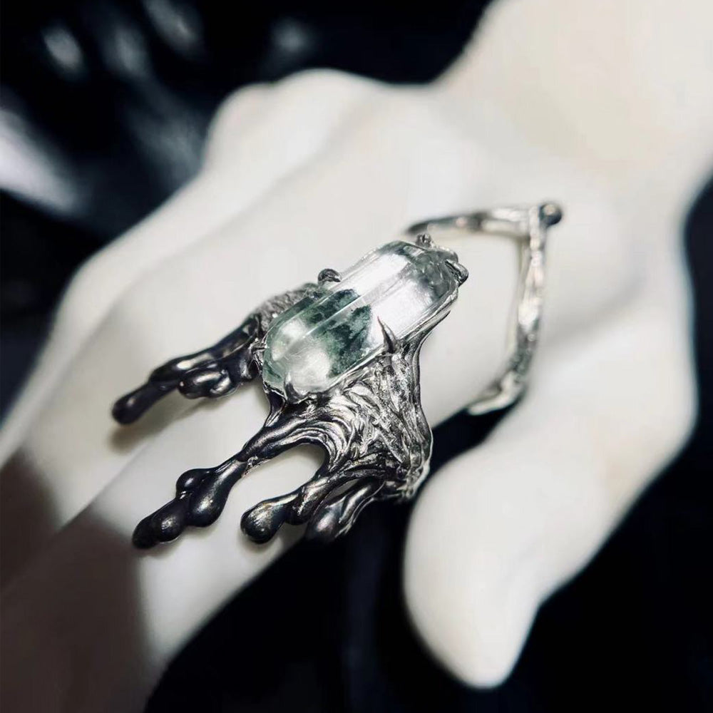 Veil of Shadows Green Phantom Sterling Silver Rings