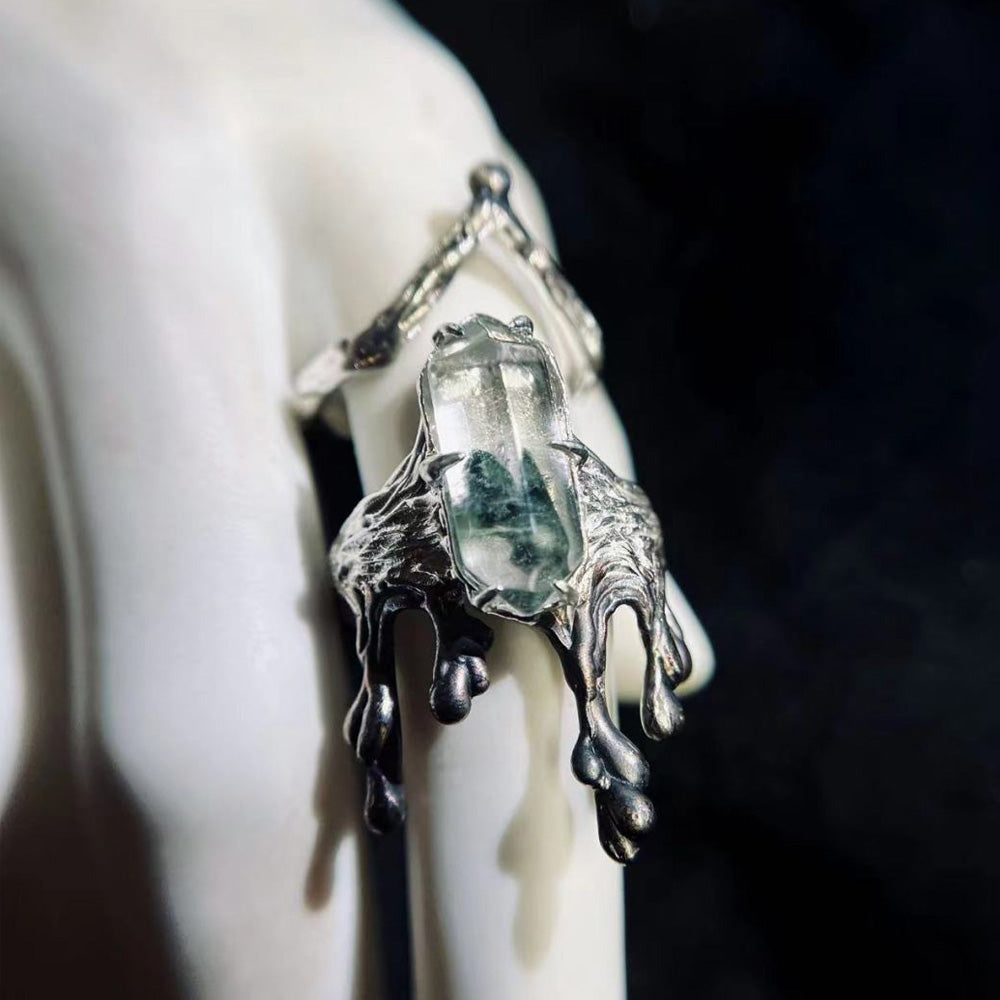 Veil of Shadows Green Phantom Sterling Silver Rings