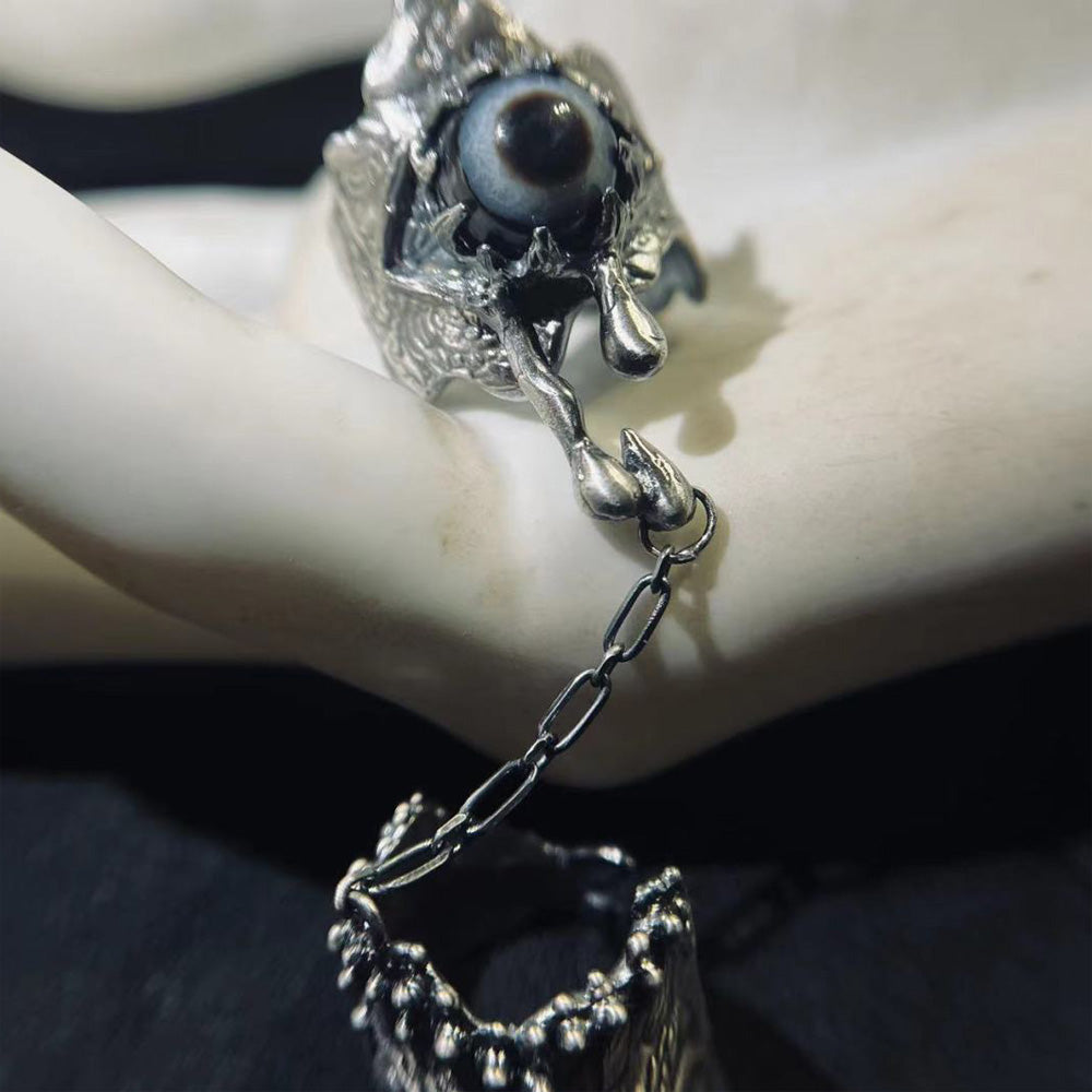 Watchful Warden Evil Eye Agate Sterling Silver Rings