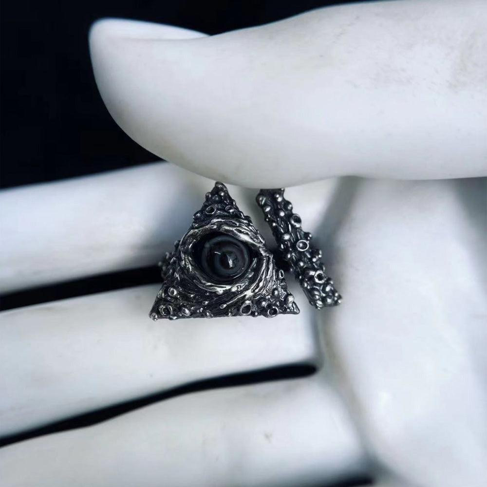 Triad Guardian Evil Eye Agate Sterling Silver Rings