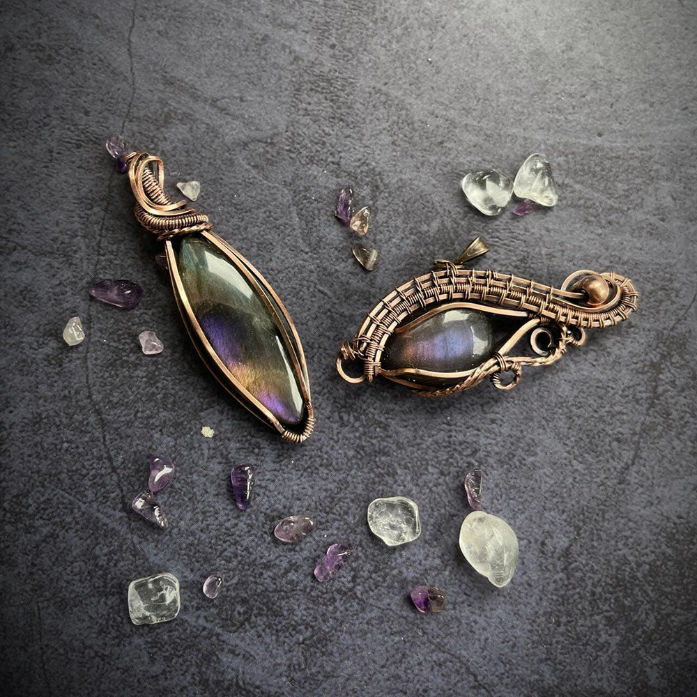 Key of Celestial Insight Labradorite Copper Pendant