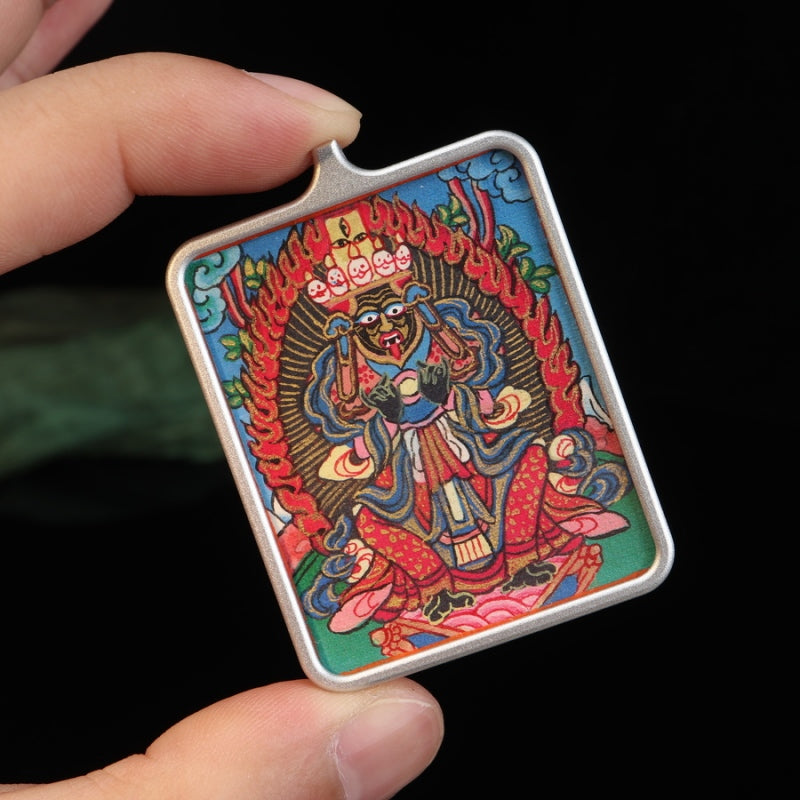 Zhajilamu (Shakyamuni Buddha) Tibetan Thangka Pendant Full-length Image puretibetan