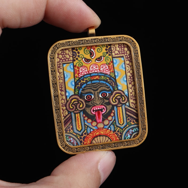 Zhajilamu (Shakyamuni Buddha) Tibetan Thangka Pendant puretibetan