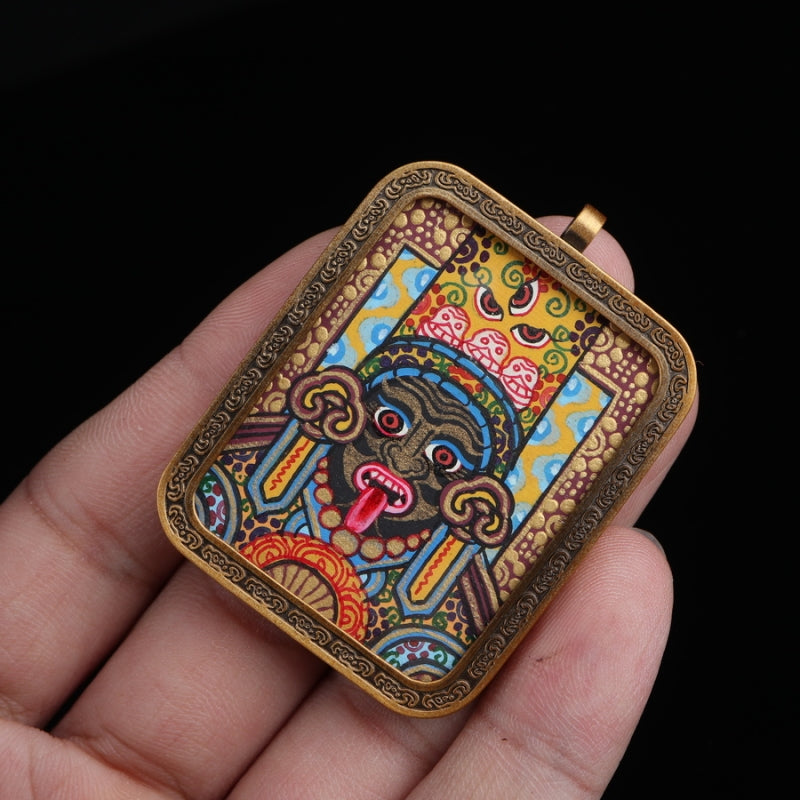 Zhajilamu (Shakyamuni Buddha) Tibetan Thangka Pendant puretibetan