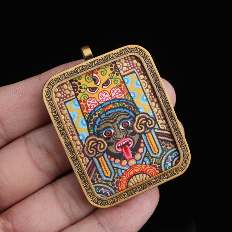 Zhajilamu (Shakyamuni Buddha) Tibetan Thangka Pendant puretibetan