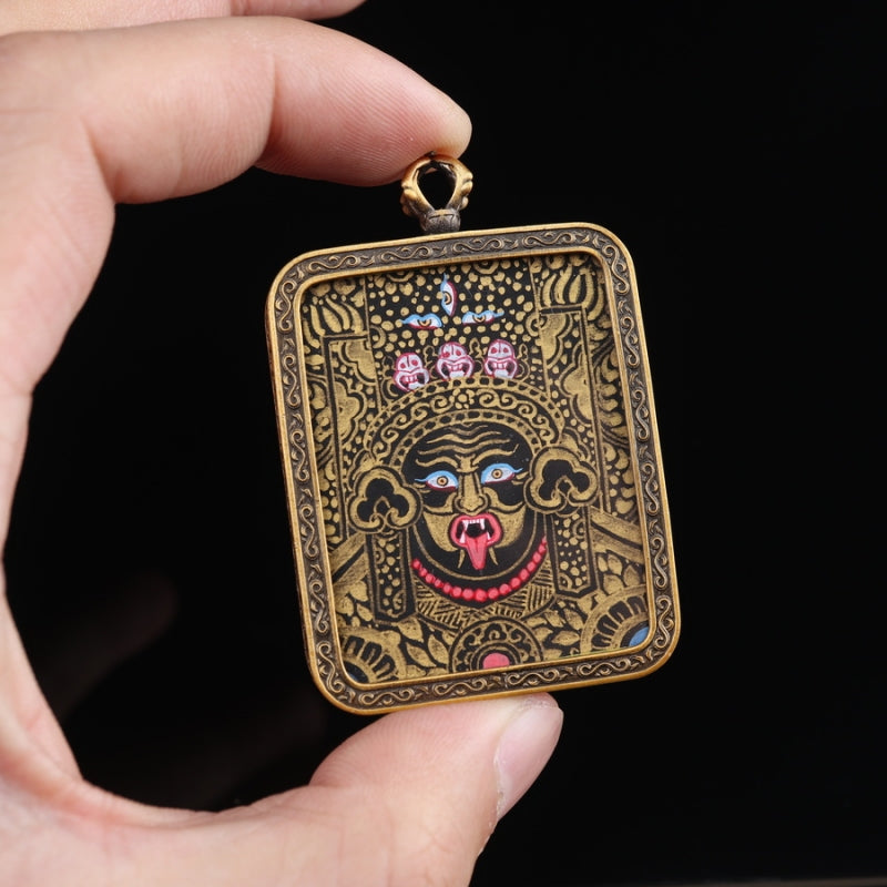 Tibetan Thangka Pendant Gilding Craft Black Gold puretibetan