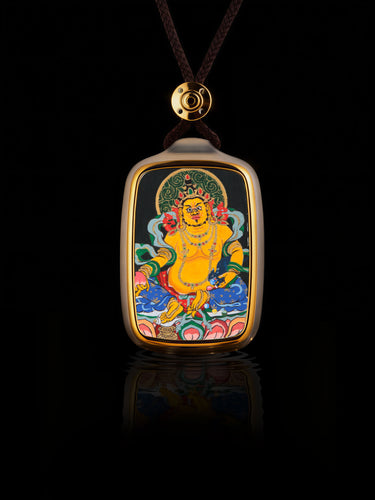 Abundant Wealth Yellow Jambhala Thangka Buddha Pendant