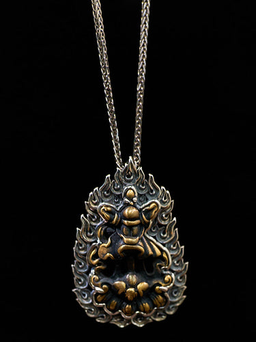 Auspicious Energy Eight Symbols Sterling Silver Thokcha Pendant