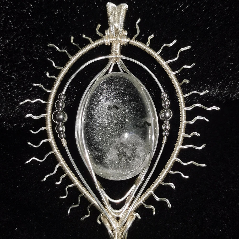 Eclipse Shield Tibetan Quartz Sunburst Protection Pendant