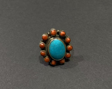 Circle of Harmony Ring | Pure Silver Ring with Turquoise and Red Coral for Balance and Protection - Kailash Energy