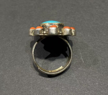 Circle of Harmony Ring | Pure Silver Ring with Turquoise and Red Coral for Balance and Protection - Kailash Energy