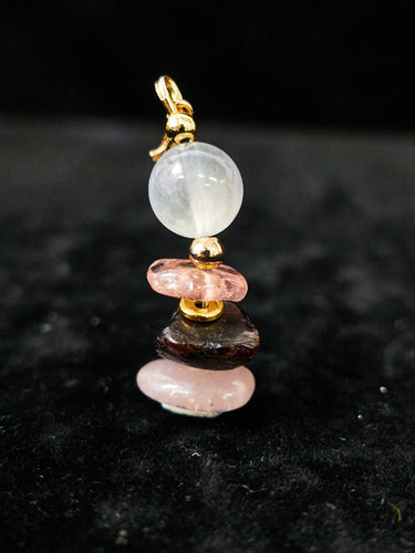 Love Energy Gemstone Keychain – Moonstone Garnet Strawberry Quartz Rose Quartz
