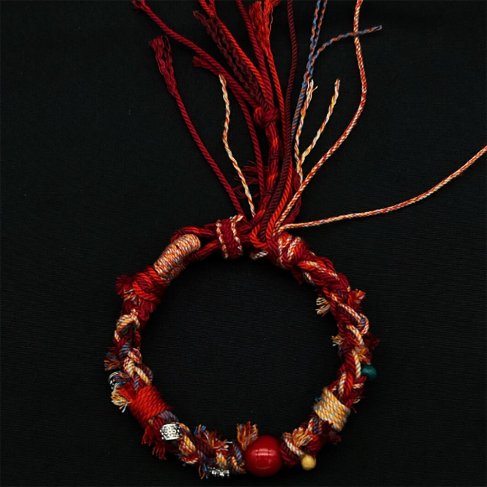 Tranquil Harmony Bracelet – Handwoven Tibetan Cotton with Spiritual Beads