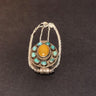 Golden Aura Pendant | Pure Silver Necklace with Turquoise and Amber for Spiritual Clarity and Protection - Kailash Energy